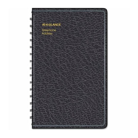 AT-A-GLANCE® Telephone/Address Book, 4-7/8 X 8, Black